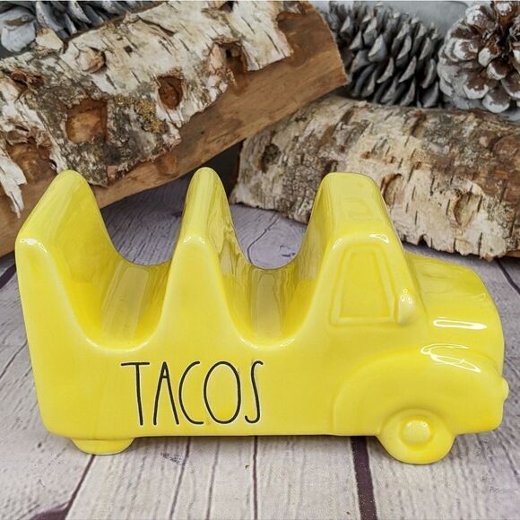 Rae Dunn TACOS Yellow Truck Taco Holder - Picture 1 of 6